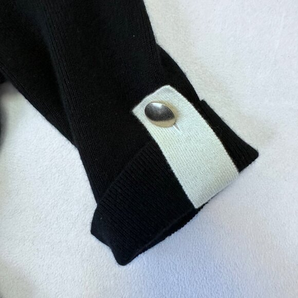 Banana Republic 100% Cashmere Knit Dress Size Large Black Contrast Trim Classic - Picture 4 of 11